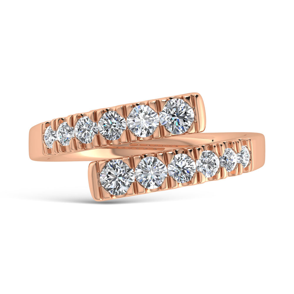 14K Rose Gold  7/8 Ct.Tw. Cross Over Band