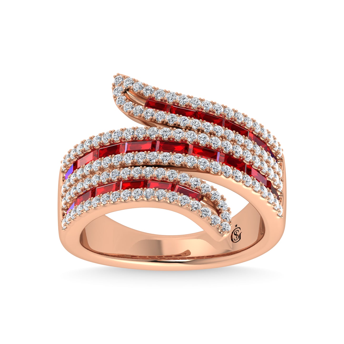 14K Rose Gold Diamond and Ruby 2 1/4 Ct.Tw. Fashion Ring