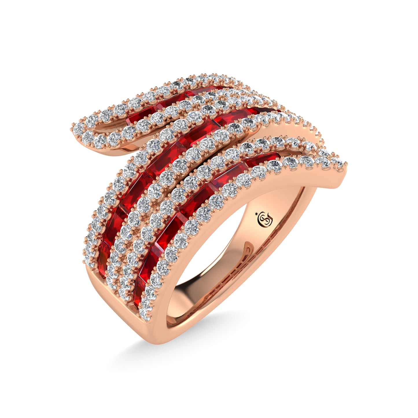 14K Rose Gold Diamond and Ruby 2 1/4 Ct.Tw. Fashion Ring