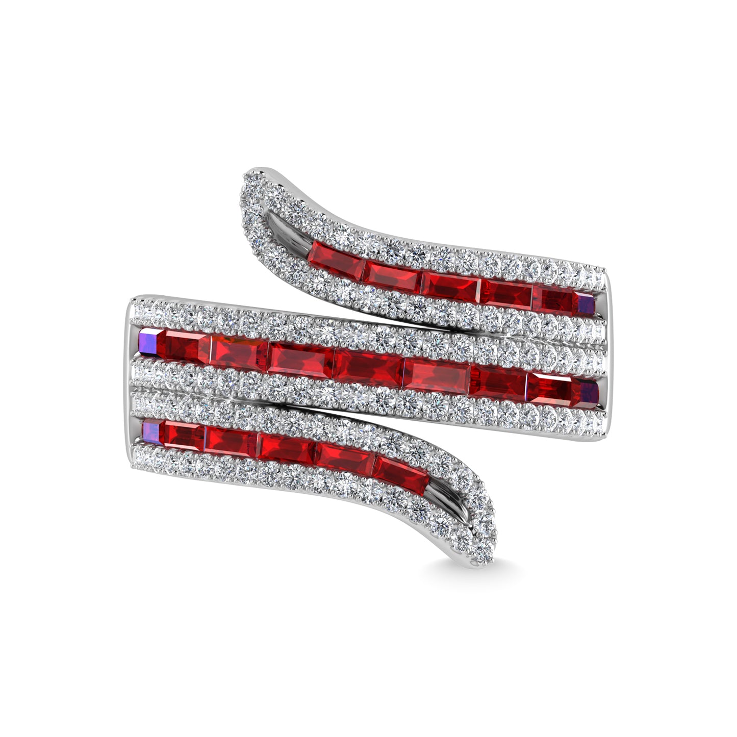 14K White Gold Diamond and Ruby 2 1/4 Ct.Tw. Fashion Ring
