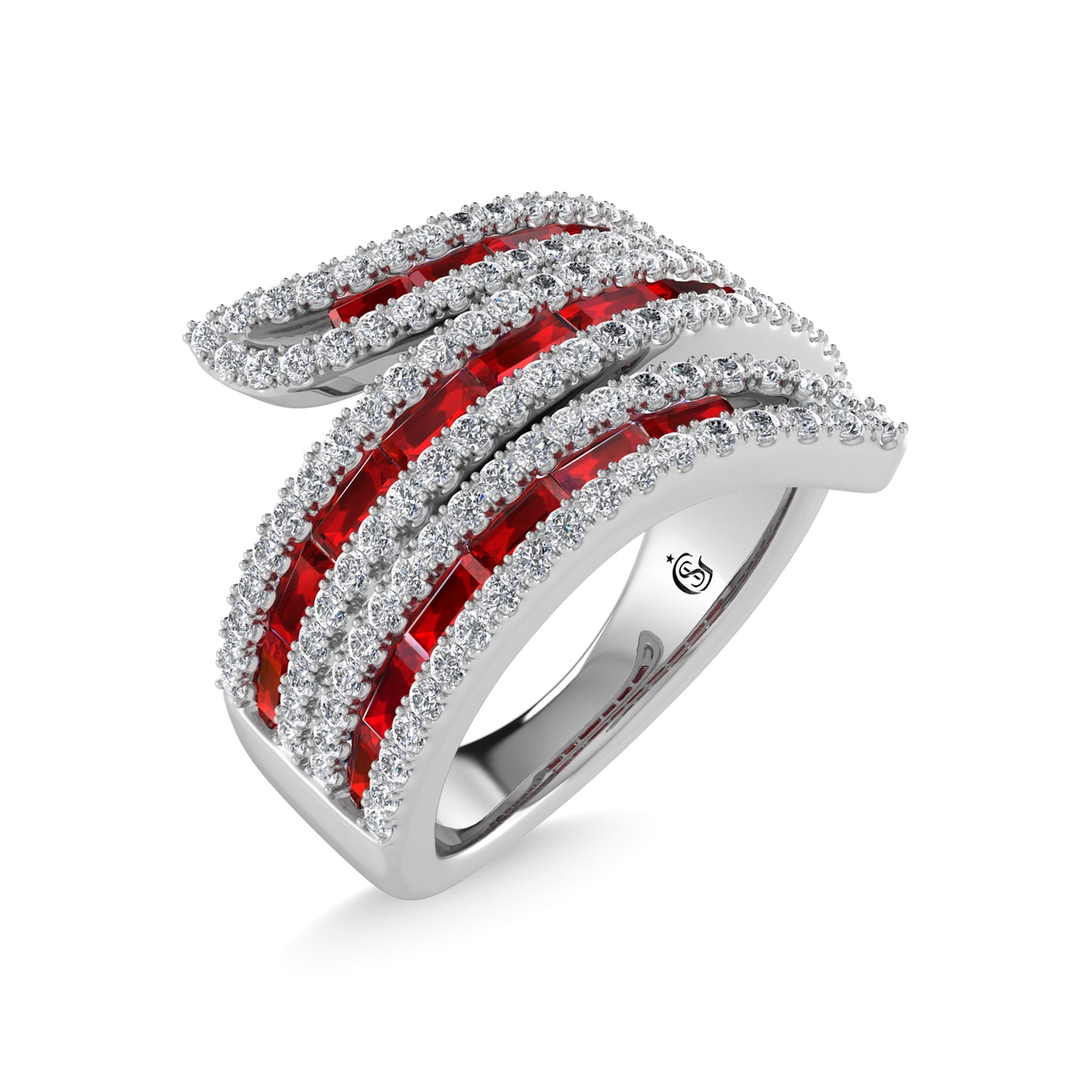 14K White Gold Diamond and Ruby 2 1/4 Ct.Tw. Fashion Ring
