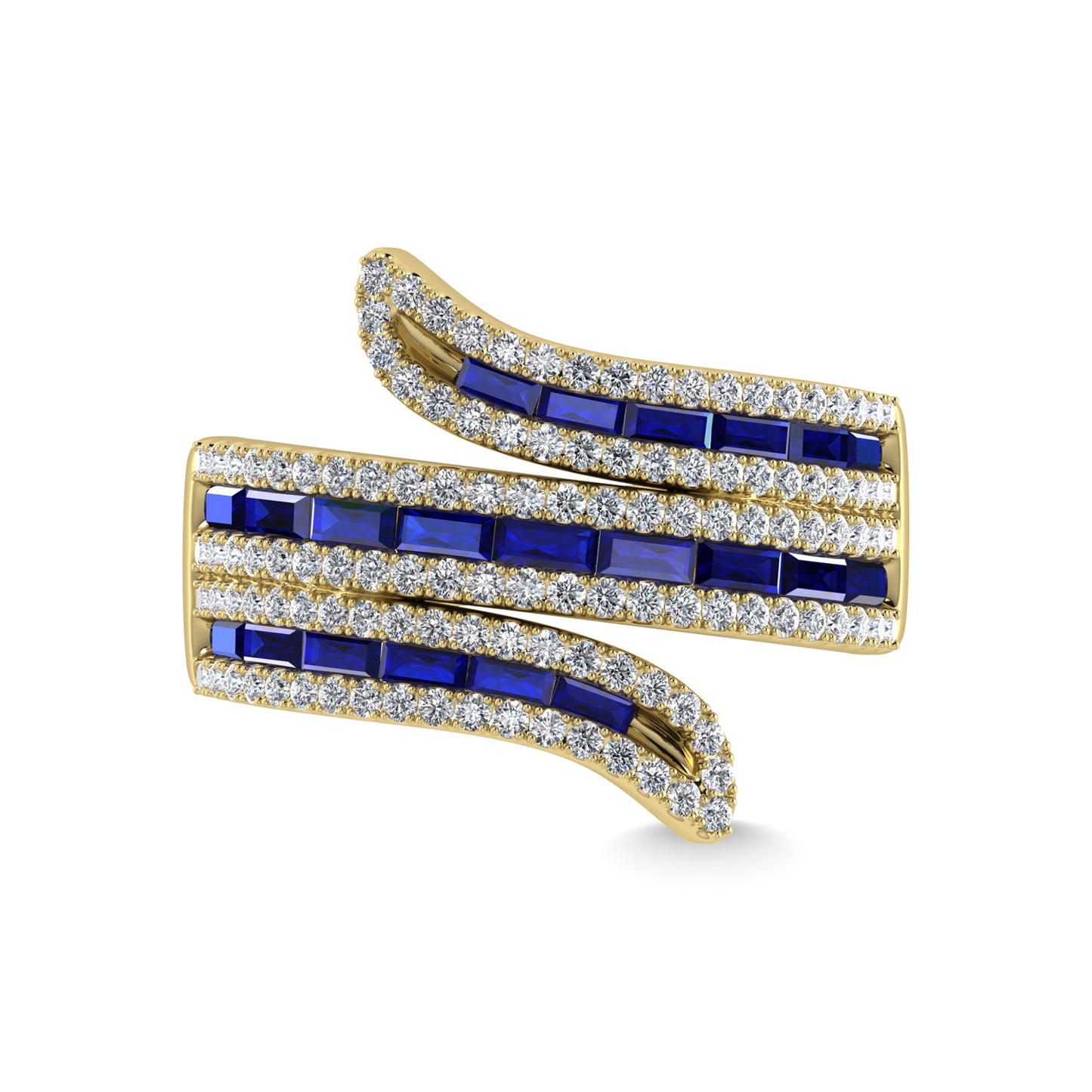 14K Yellow Gold Diamond and Blue Sapphire 2 1/4 Ct.Tw. Fashion Ring