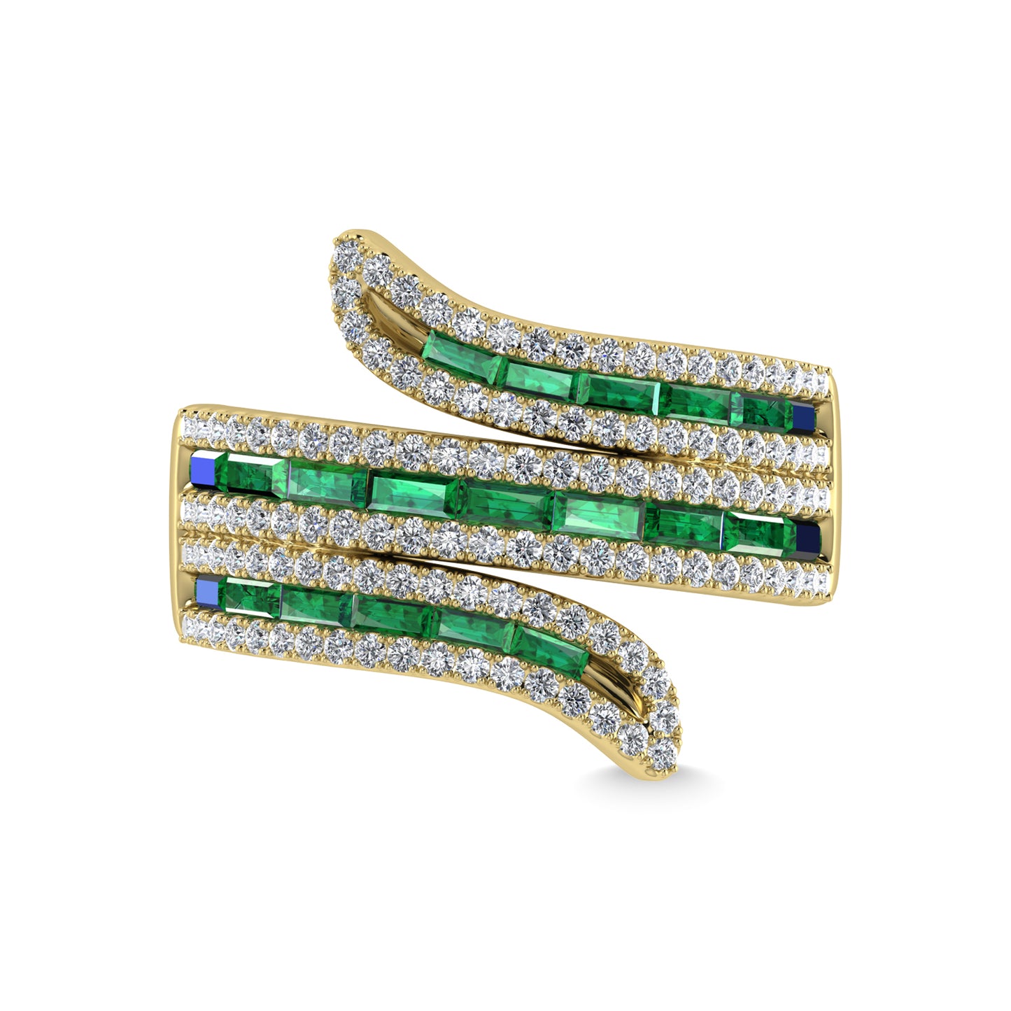 14K Yellow Gold Diamond and Emerald 1 3/4 Ct.Tw. Fashion Ring