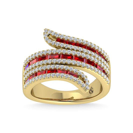 14K Yellow Gold Diamond and Ruby 2 1/4 Ct.Tw. Fashion Ring