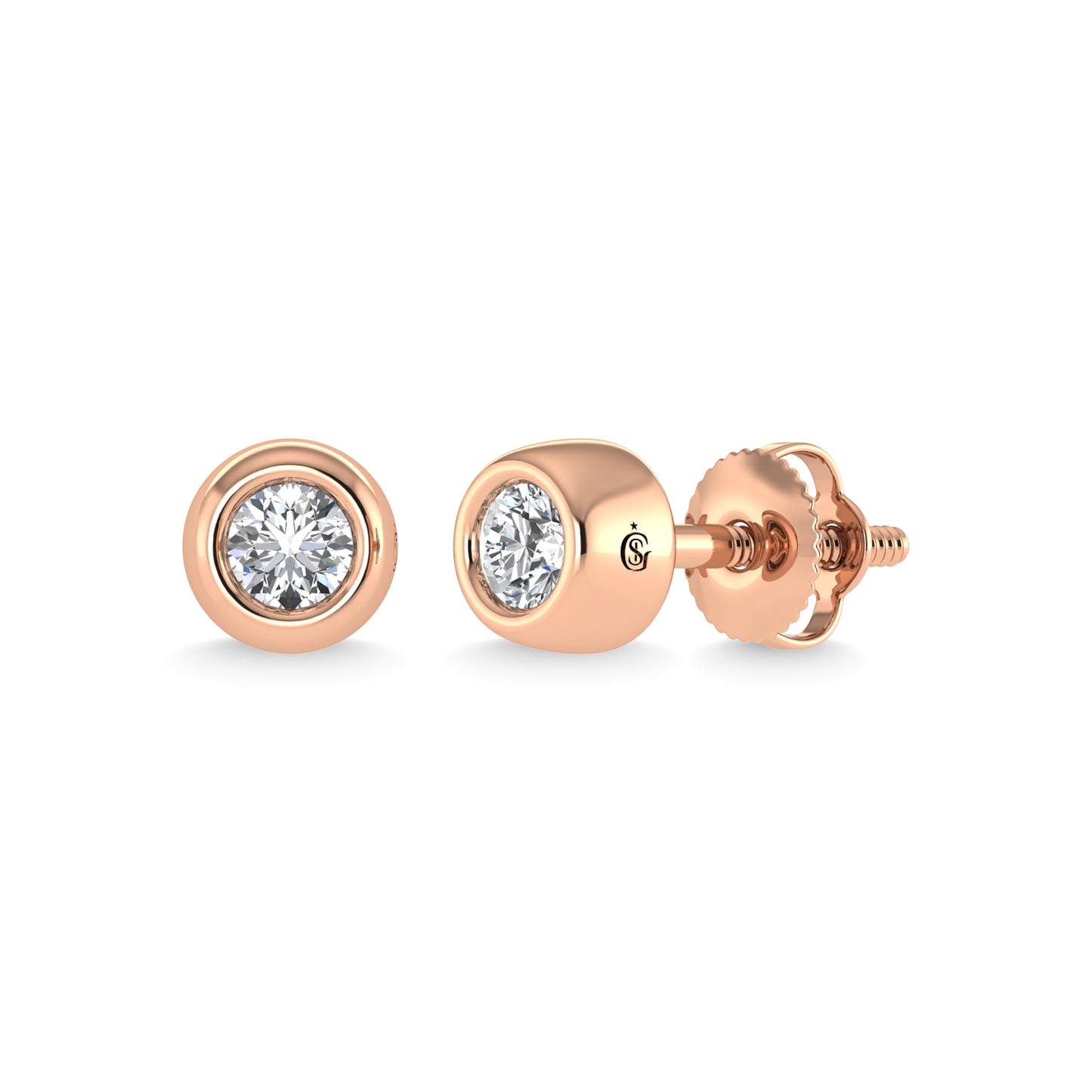 14K Rose Gold Diamond 1/5 Ct.Tw.  Stud Earrings