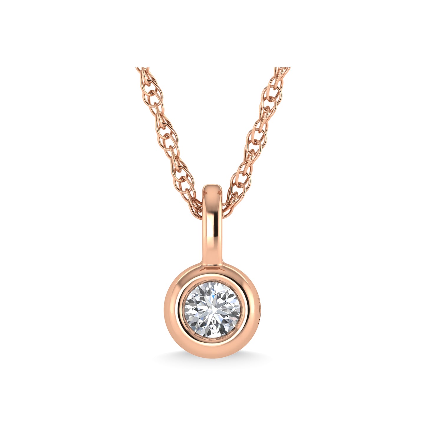 14K Rose Gold Diamond 1/20 Ct.Tw. Solitaire Pendant