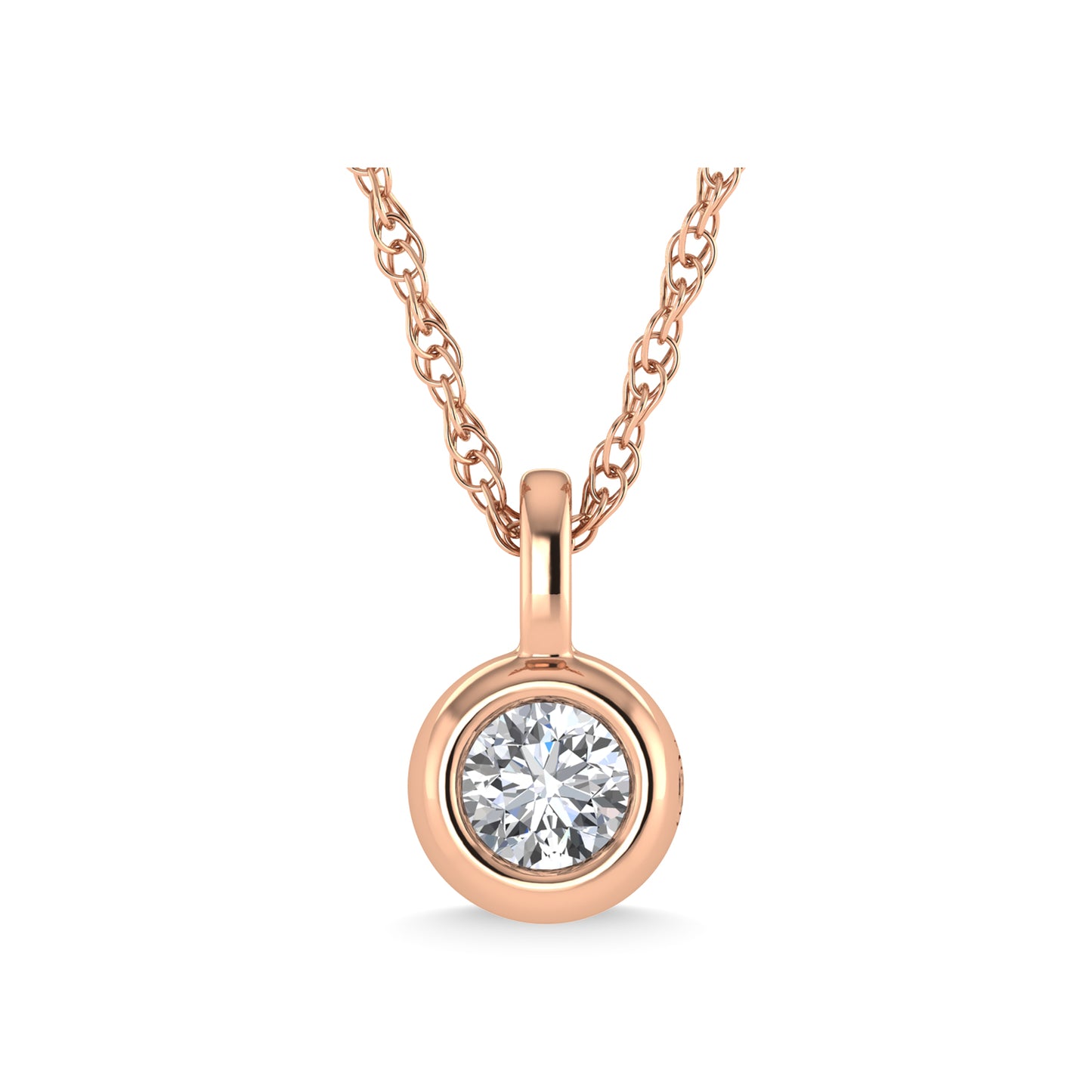 14K Rose Gold Diamond 1/6 Ct.Tw. Solitaire Pendant