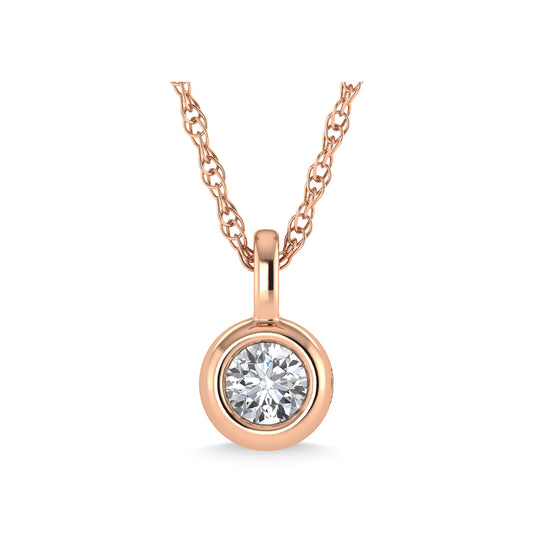 14K Rose Gold Diamond 1/6 Ct.Tw. Solitaire Pendant