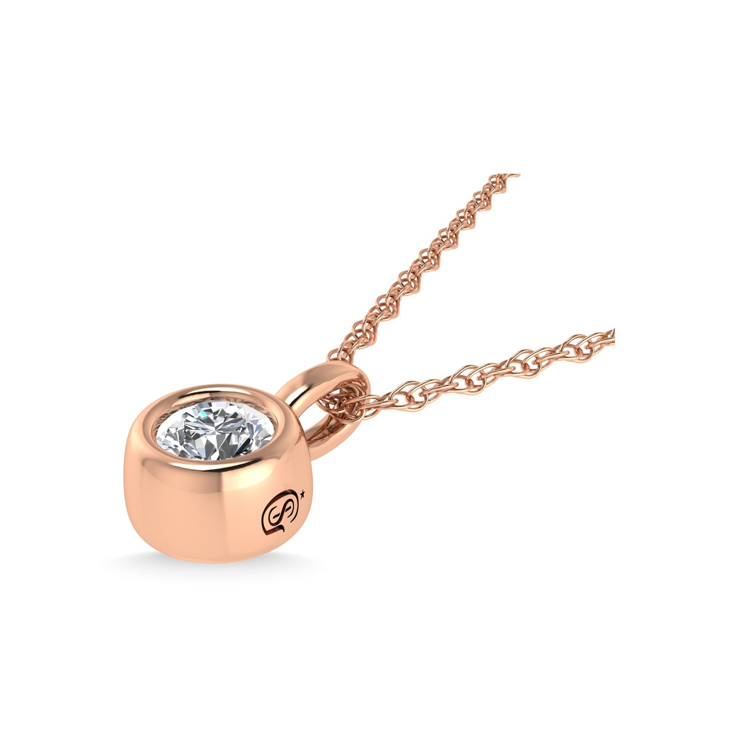 14K Rose Gold Diamond 1/6 Ct.Tw. Solitaire Pendant