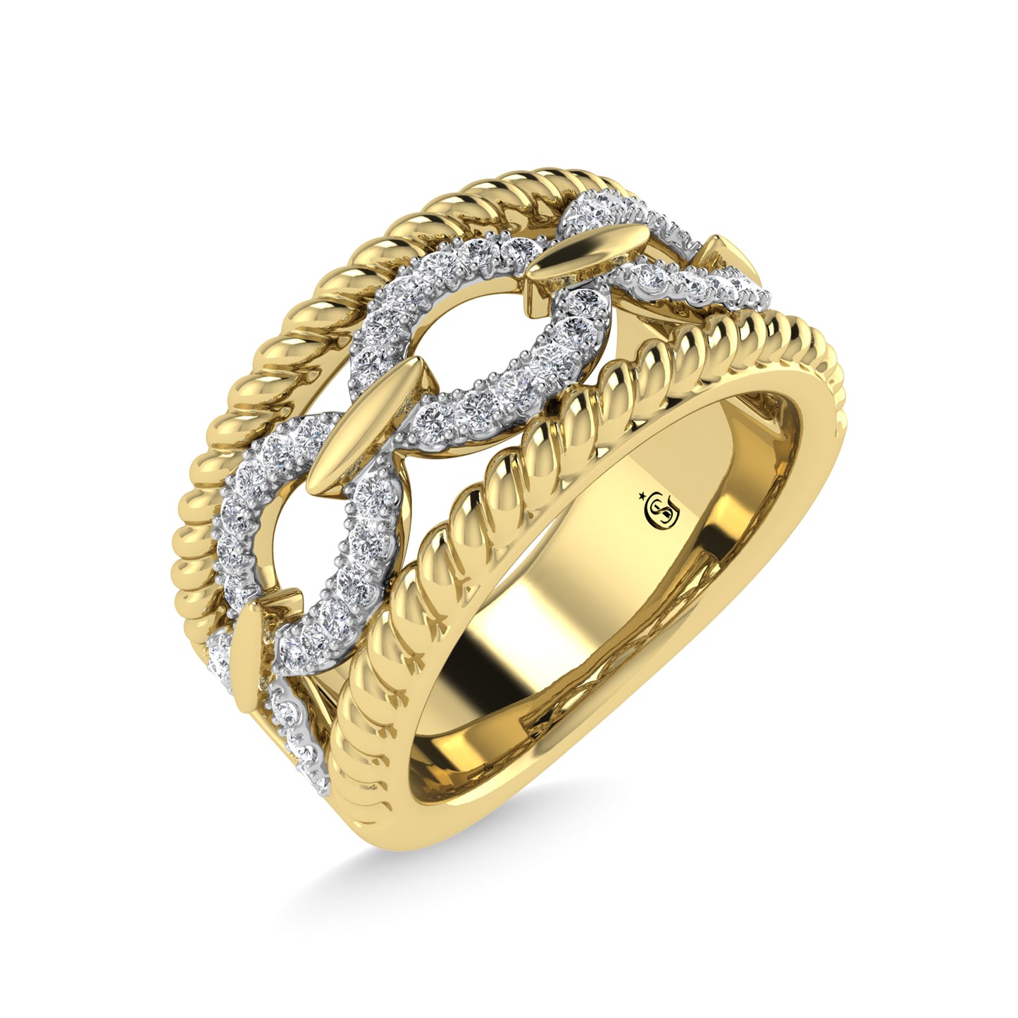 14K Yellow Gold Diamond 1/4 Ct.Tw. Fashion Band