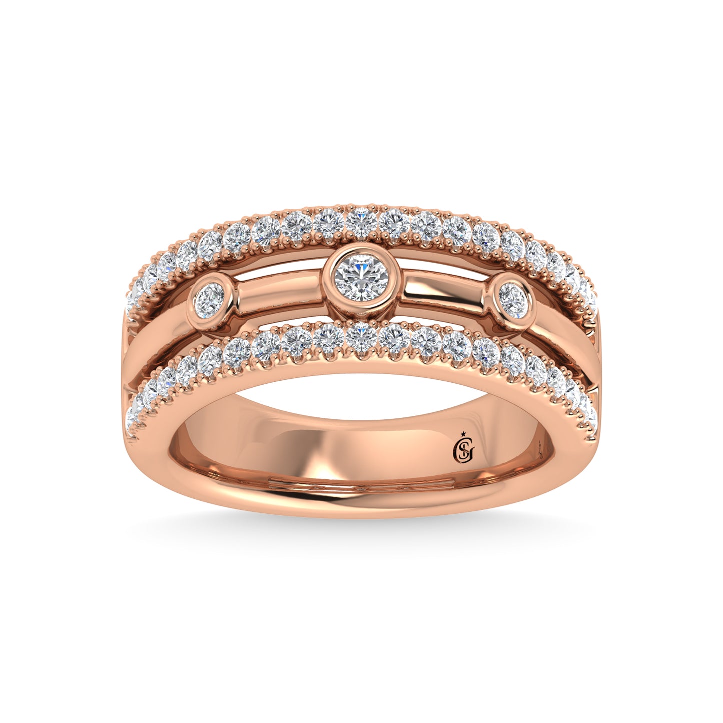 14K Two Tone Diamond 1/2 Ct.Tw. Fashion Band