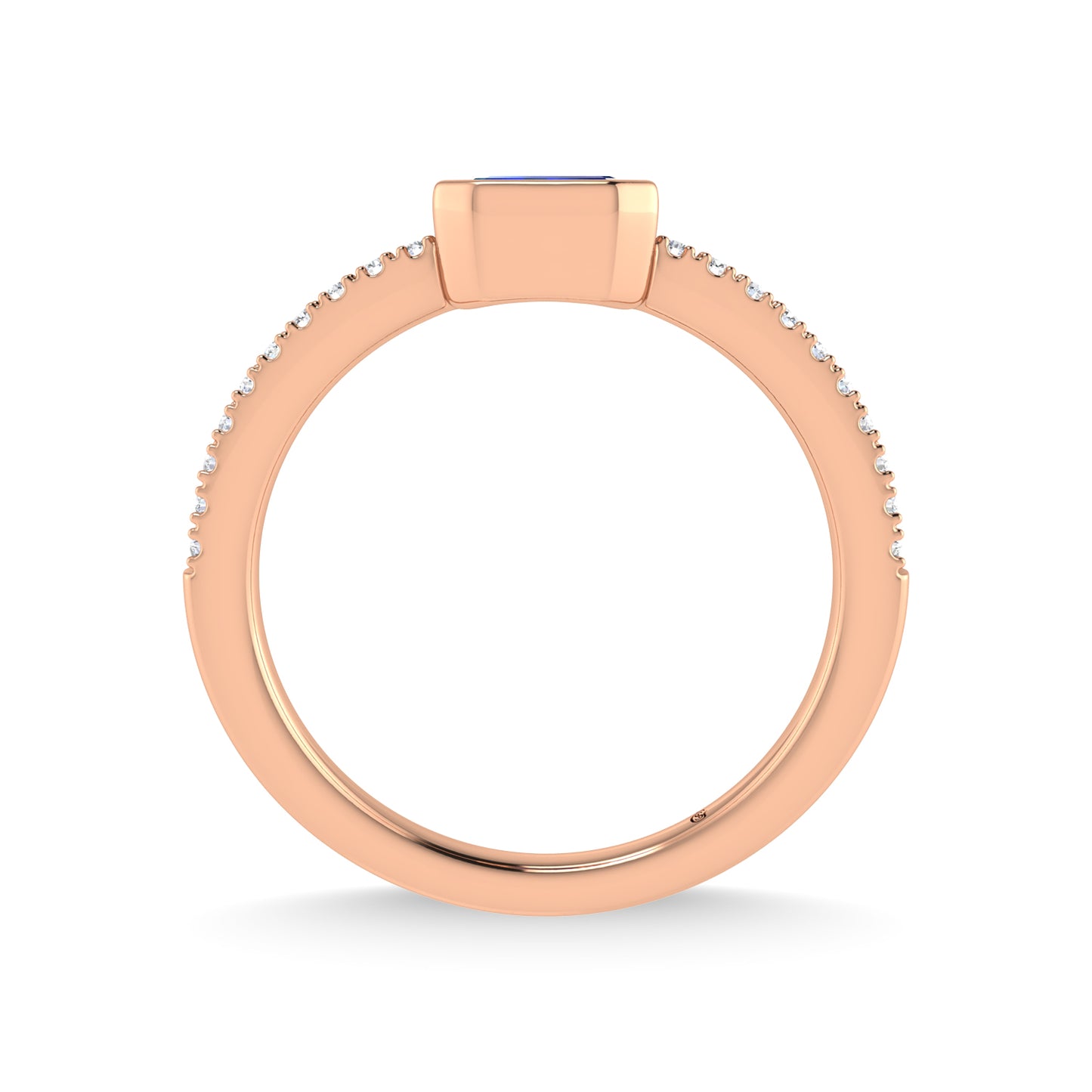 14K Rose Gold Diamond 3/8 Ct.Tw. And Blue Sapphire Fashion Ring
