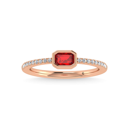 14K Rose Gold Diamond 3/8 Ct.Tw. And Ruby Ring