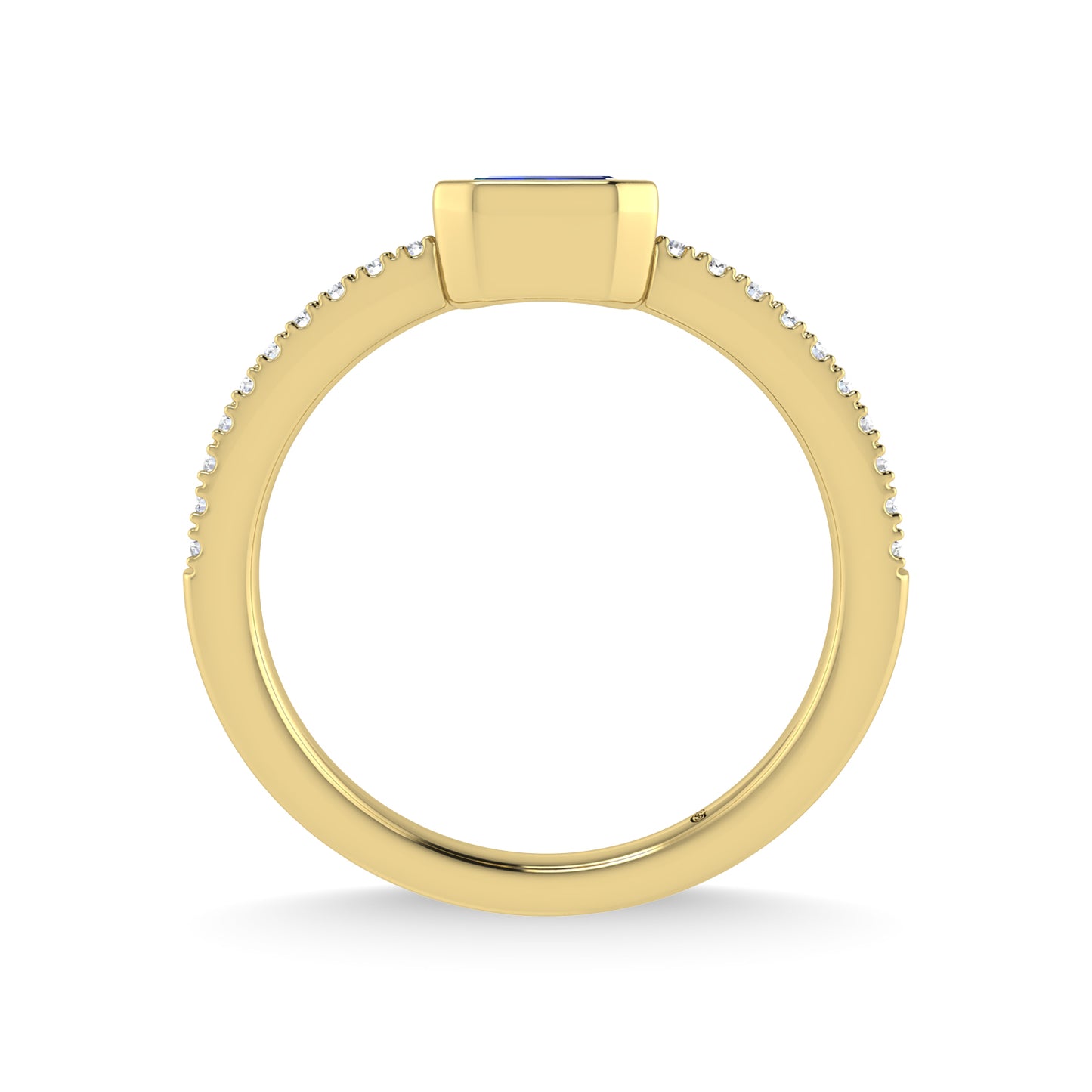 14K Yellow Gold Diamond 3/8 Ct.Tw. And Blue Sapphire Fashion Ring
