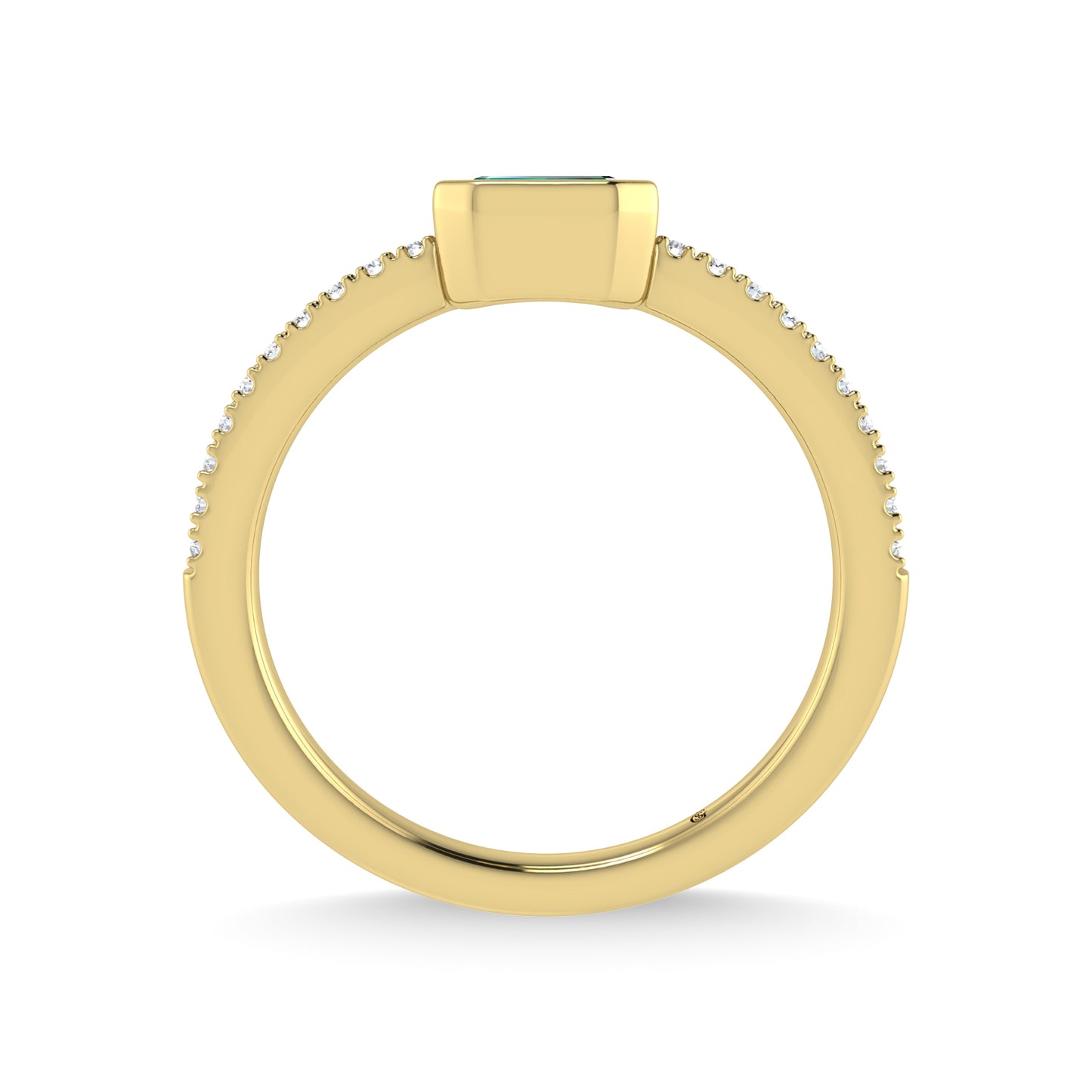 14K Yellow Gold Diamond 3/8 Ct.Tw. And Emerald Fashion Ring