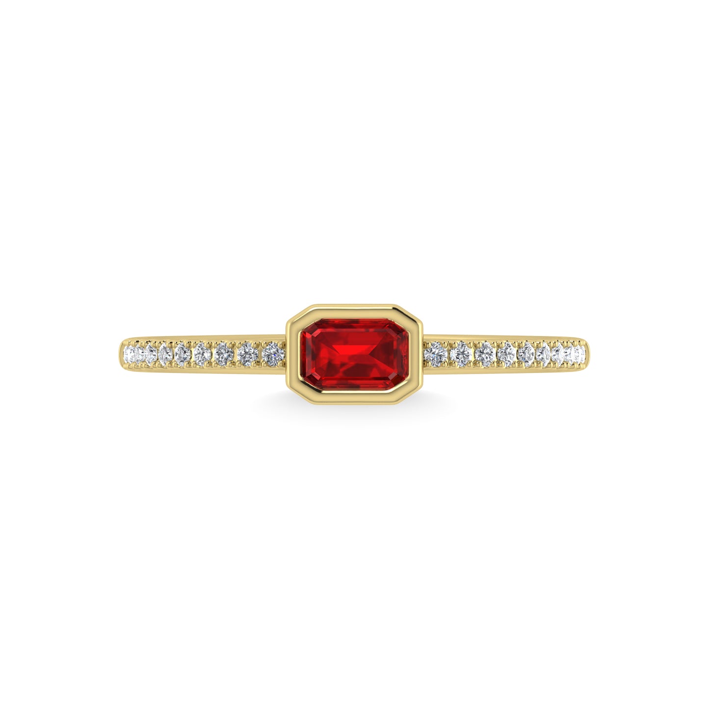 14K Yellow Gold Diamond 3/8 Ct.Tw. And Ruby Ring
