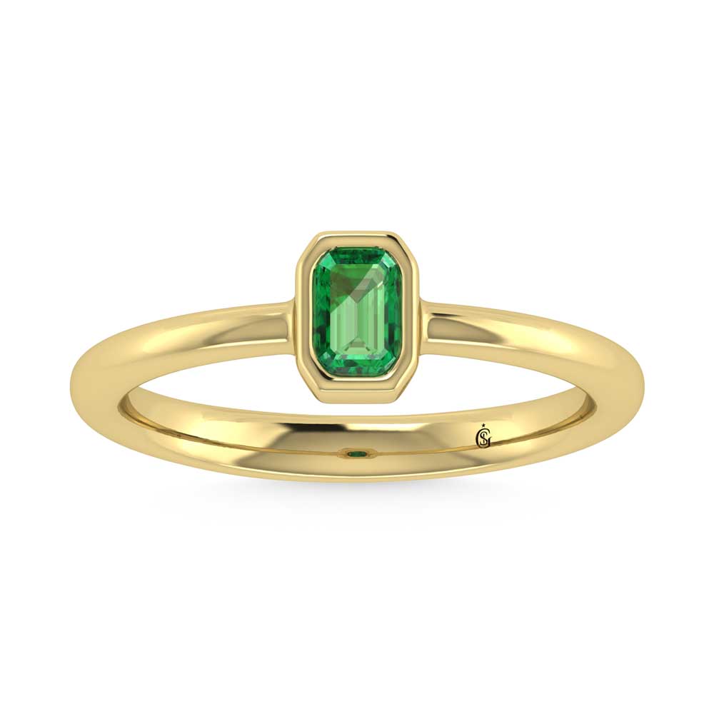 14K Yellow Gold Diamond 1/3 Ct.Tw. And Emerald Fashion Ring