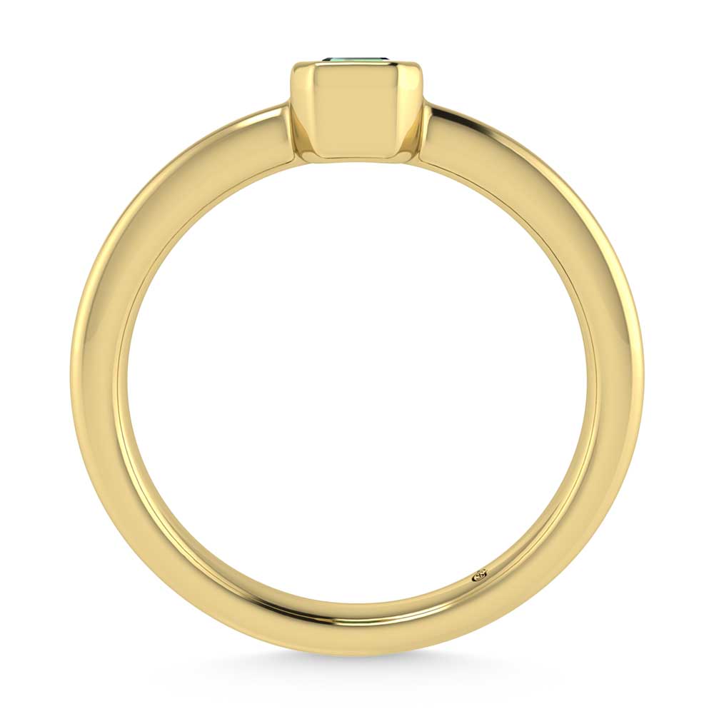 14K Yellow Gold Diamond 1/3 Ct.Tw. And Emerald Fashion Ring