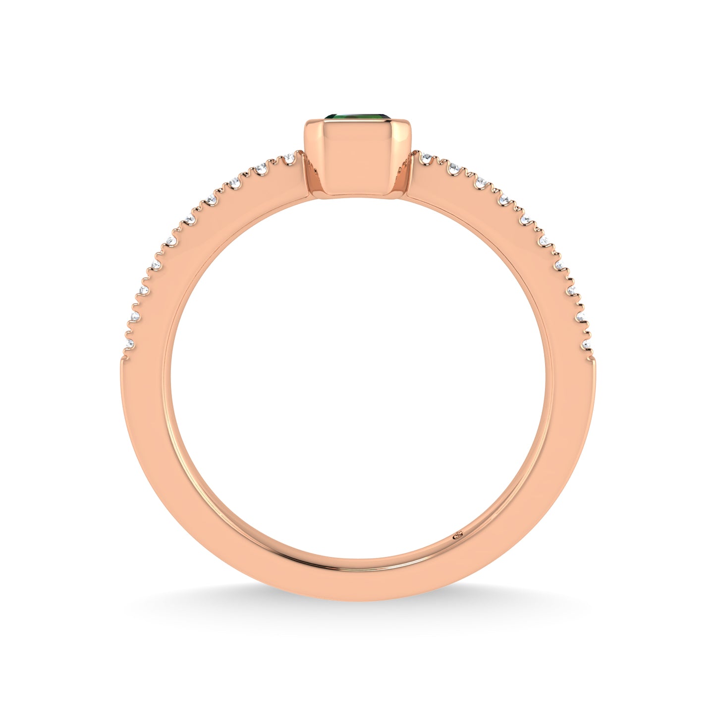 14K Rose Gold Diamond 3/8 Ct.Tw. And Emerald Fashion Ring