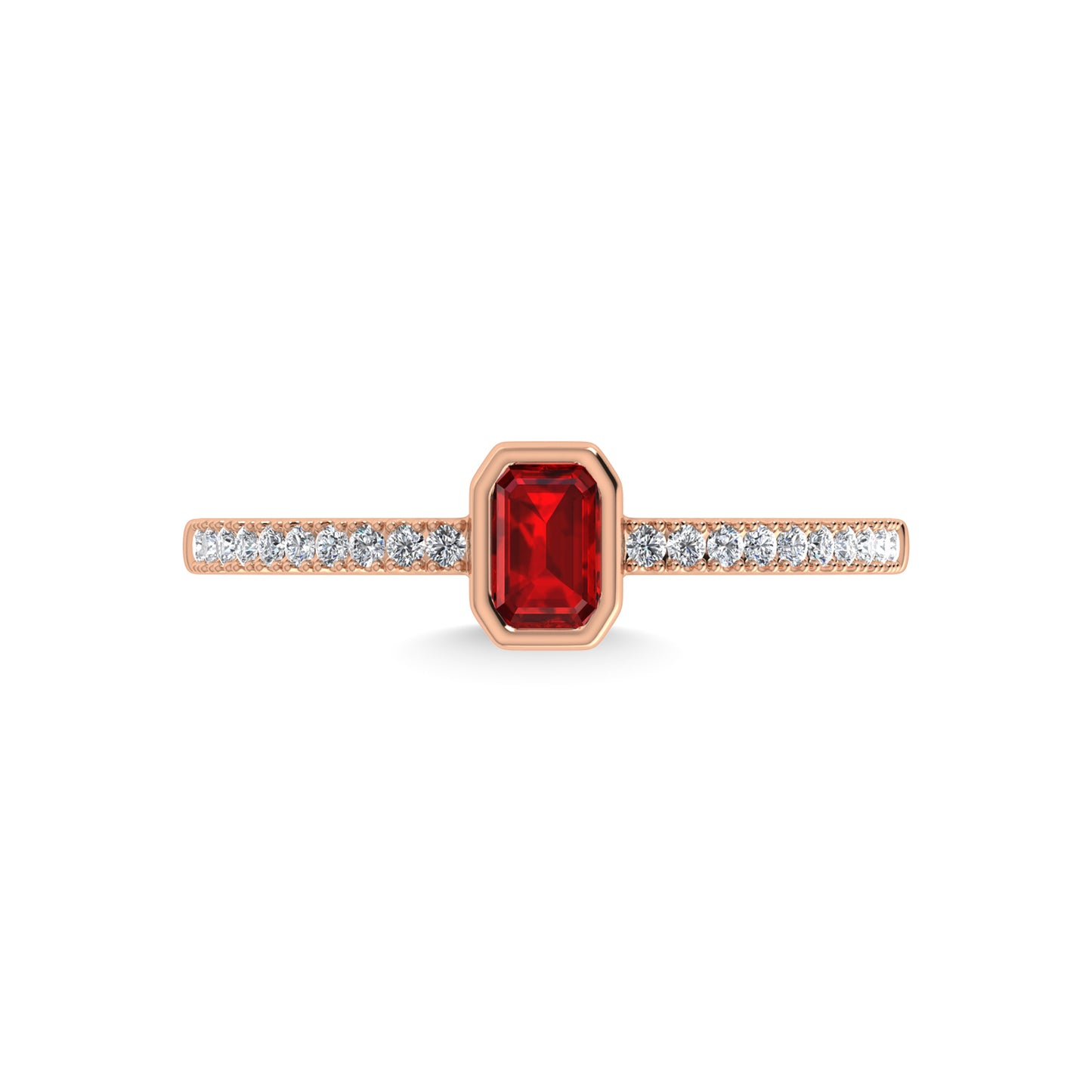 14K Rose Gold Diamond 3/8 Ct.Tw. And Ruby Fashion Ring