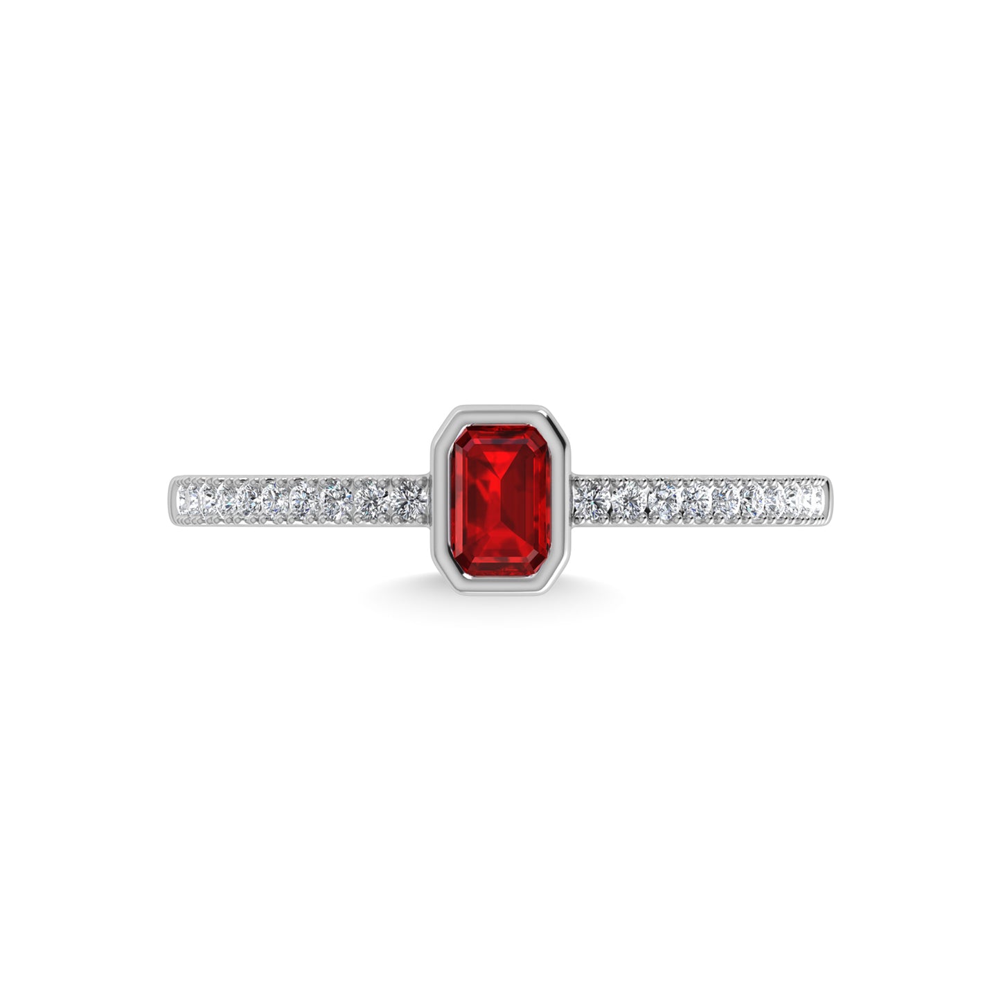 14K White Gold Diamond 3/8 Ct.Tw. And Ruby Fashion Ring