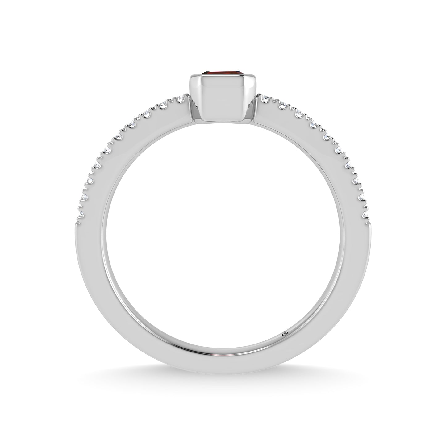 14K White Gold Diamond 3/8 Ct.Tw. And Ruby Fashion Ring