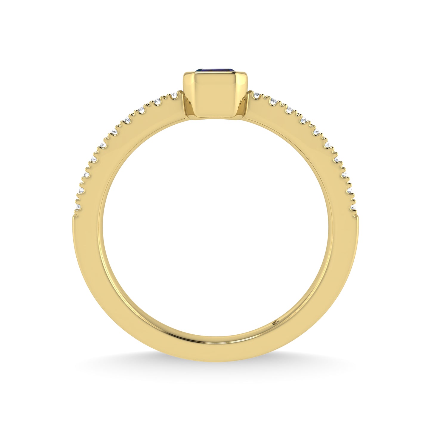 14K Yellow Gold Diamond 3/8 Ct.Tw. And Blue Sapphire Fashion Ring