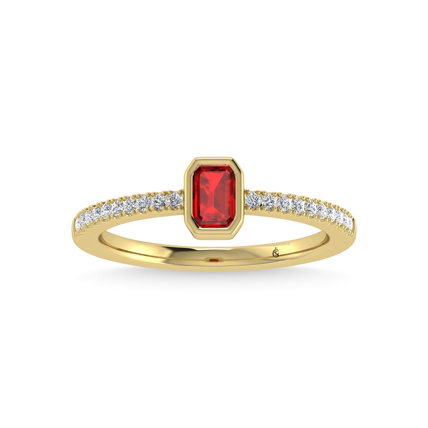 14K Yellow Gold Diamond 3/8 Ct.Tw. And Ruby Fashion Ring