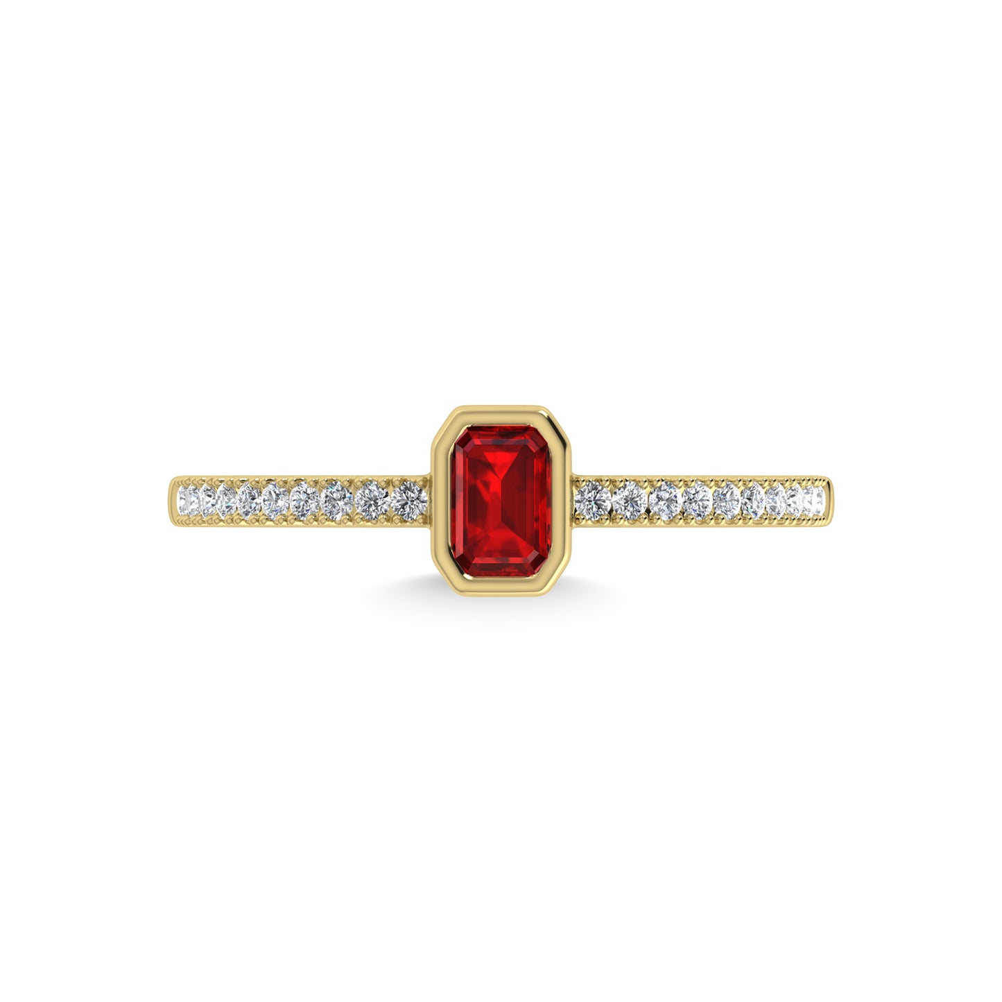 14K Yellow Gold Diamond 3/8 Ct.Tw. And Ruby Fashion Ring