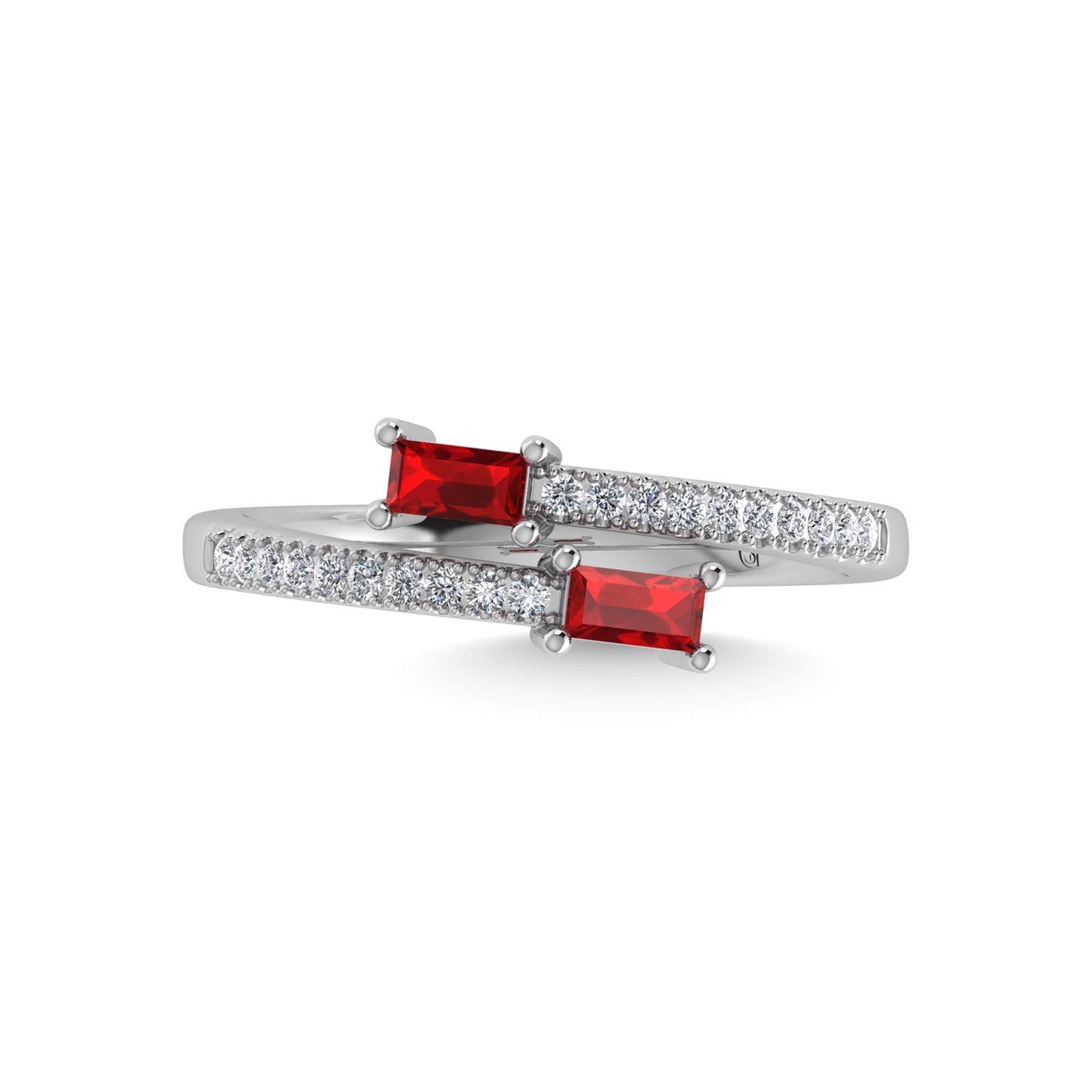 14K White Gold Diamond 3/8 Ct.Tw. And Ruby Fashion Ring