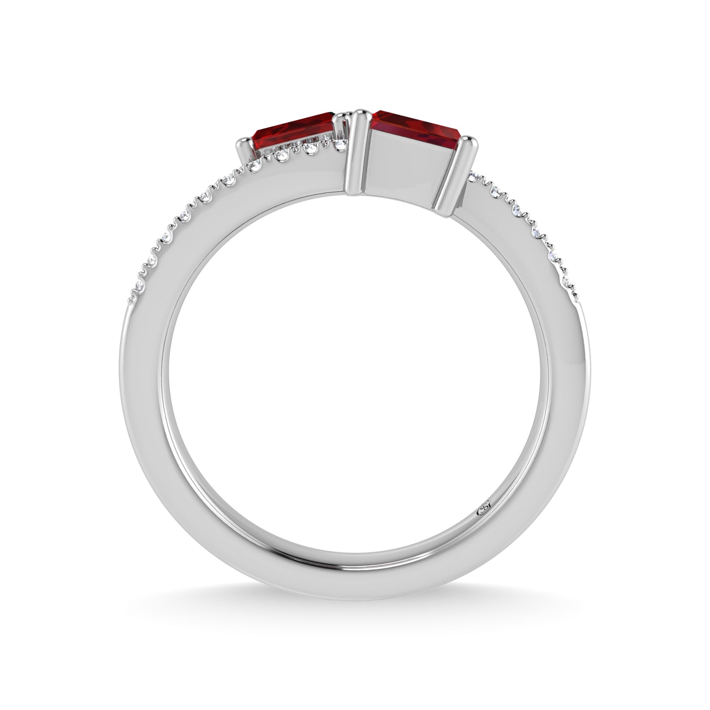 14K White Gold Diamond 3/8 Ct.Tw. And Ruby Fashion Ring