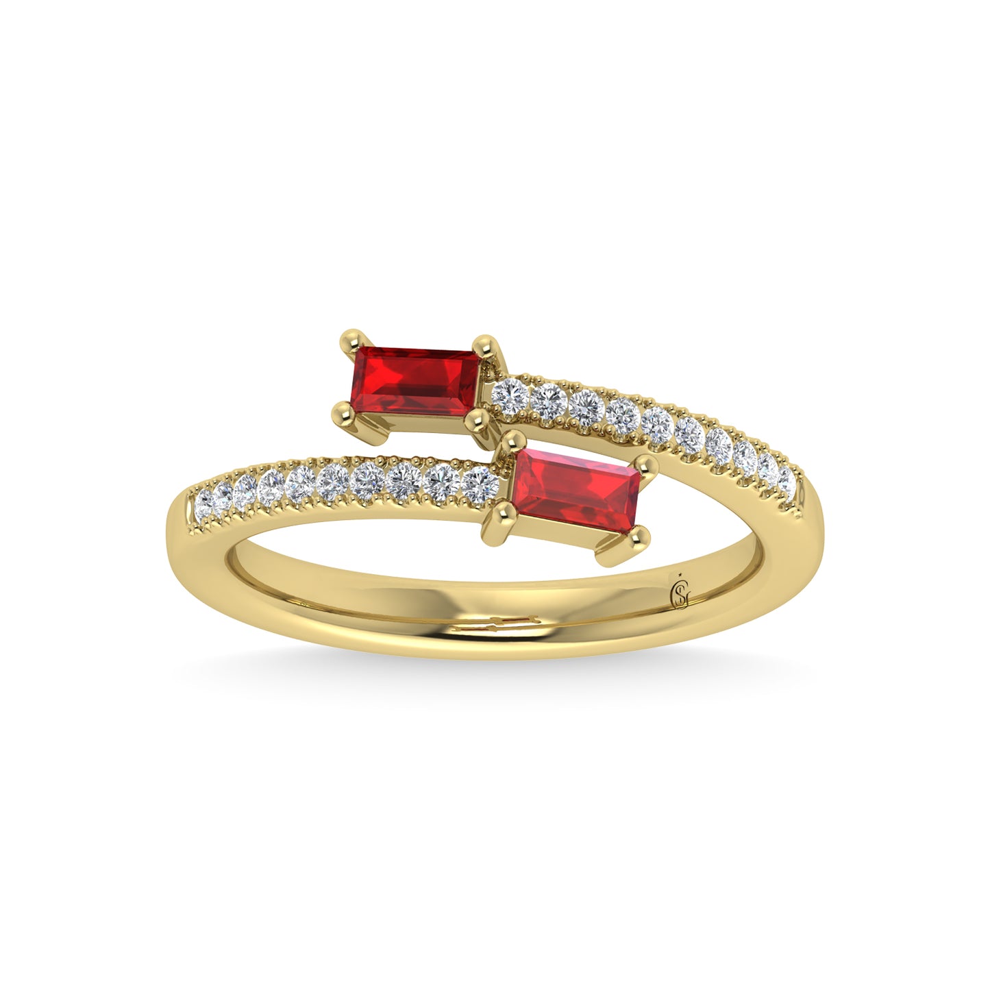14K Yellow Gold Diamond 3/8 Ct.Tw. And Ruby Fashion Ring