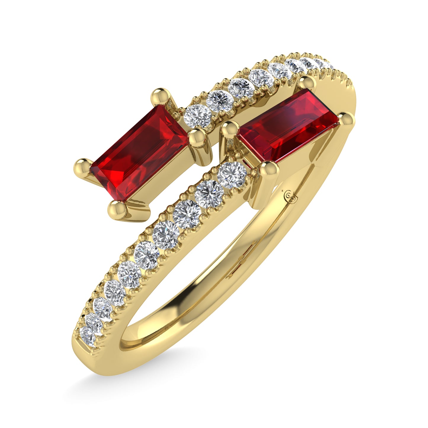 14K Yellow Gold Diamond 3/8 Ct.Tw. And Ruby Fashion Ring