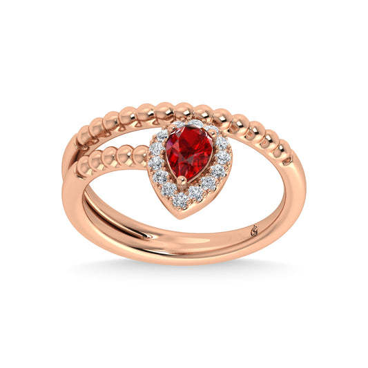14K Rose Gold 5/8 Ct.Tw. Diamond and  Ruby Fashion Ring