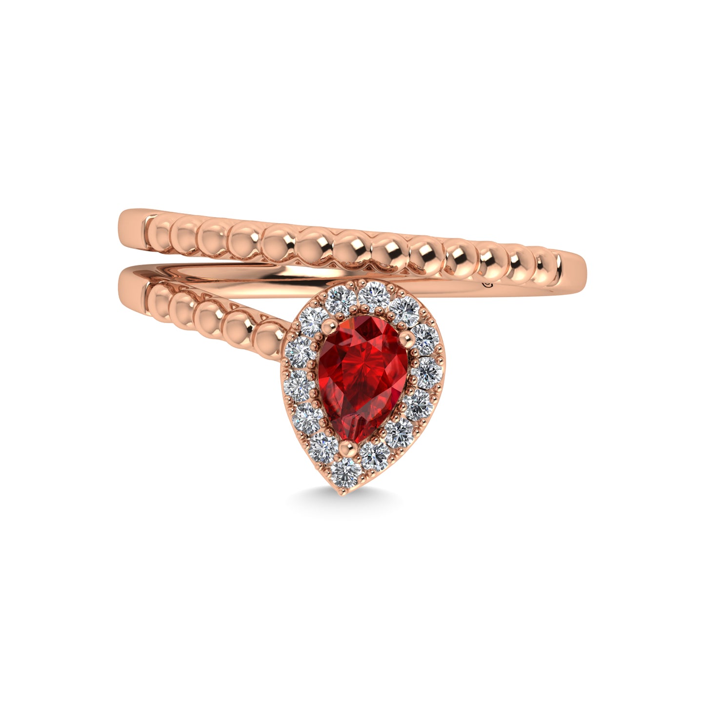 14K Rose Gold 5/8 Ct.Tw. Diamond and  Ruby Fashion Ring