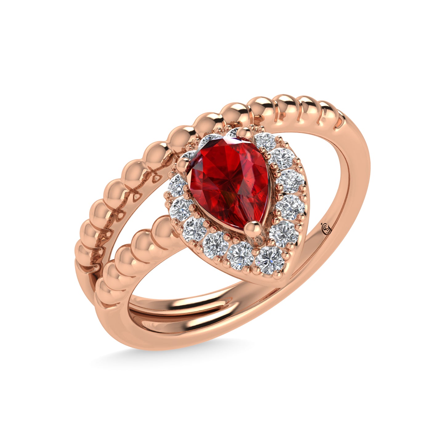 14K Rose Gold 5/8 Ct.Tw. Diamond and  Ruby Fashion Ring