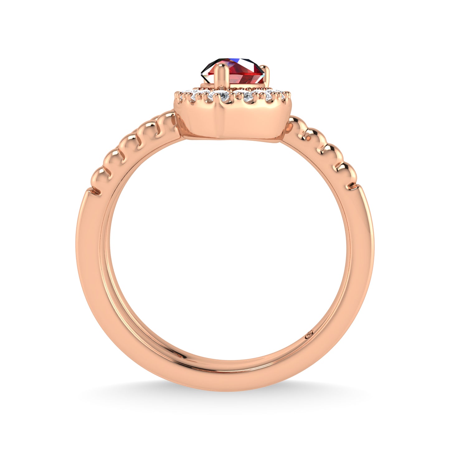 14K Rose Gold 5/8 Ct.Tw. Diamond and  Ruby Fashion Ring
