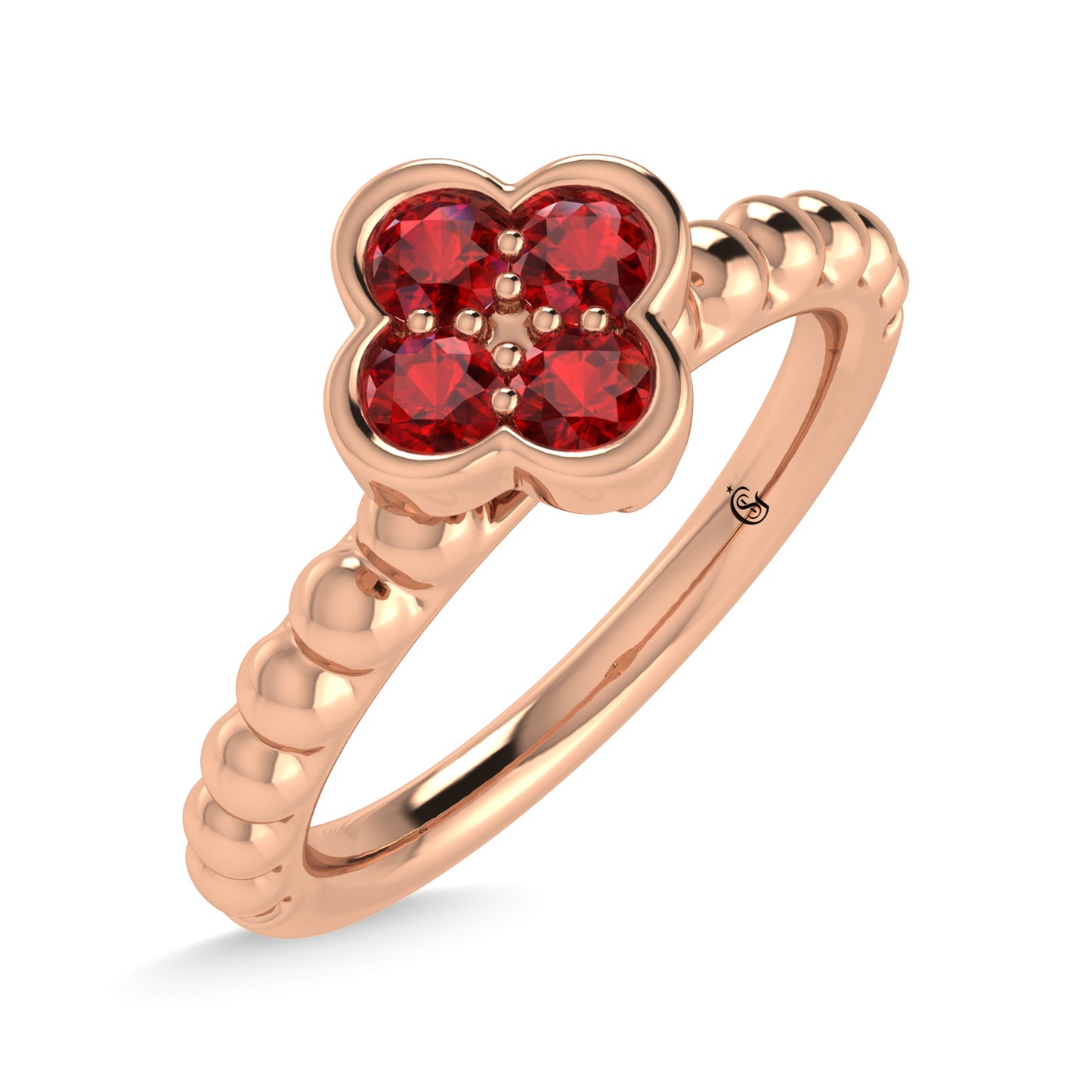 14K Rose Gold 1/3 Ct.Tw. Diamond and Ruby Fashion Ring
