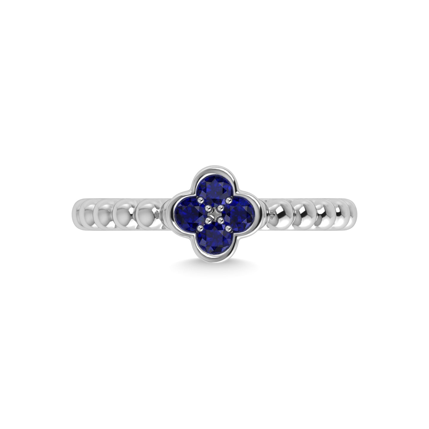 14K White Gold 1/3 Ct.Tw. Diamond and  Blue Sapphire Fashion Ring