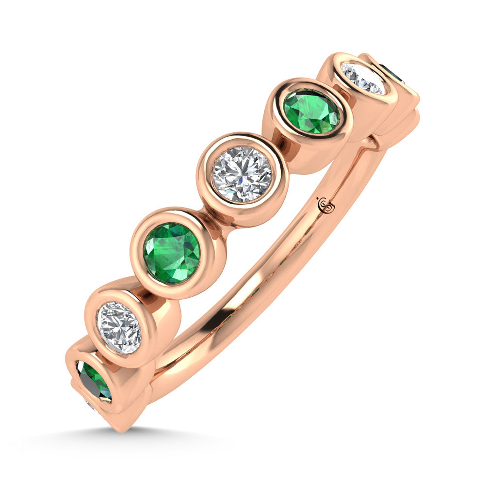 14K Rose Gold  1/2 Ct.Tw. Alternate Diamond and Blue Sapphire Stackable Band