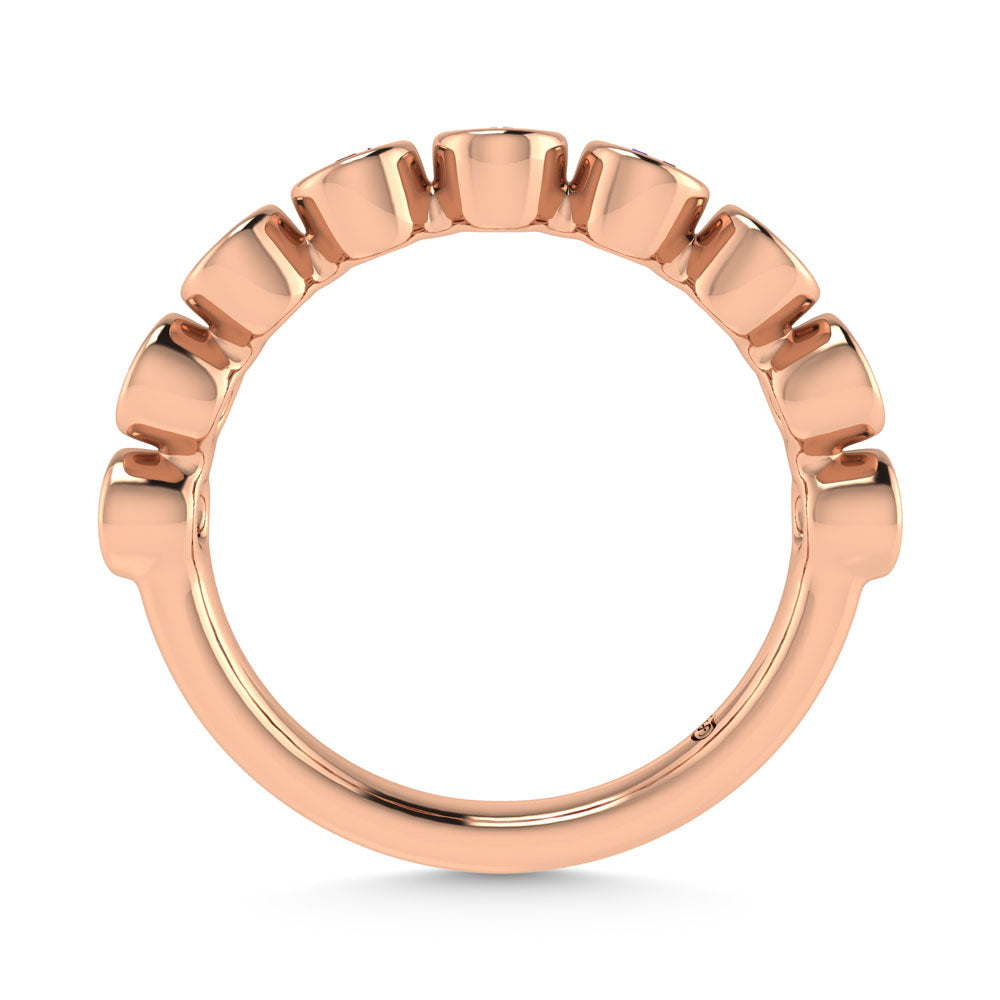 14K Rose Gold  1/2 Ct.Tw. Alternate Diamond and Blue Sapphire Stackable Band
