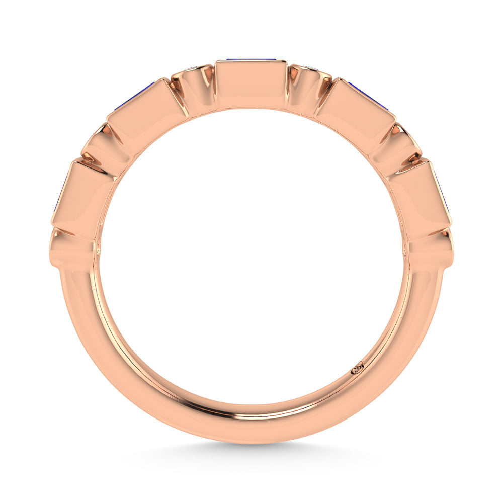 14K Rose Gold  3/8 Ct.Tw. Alternate Diamond and Blue Sapphire Stackable Band