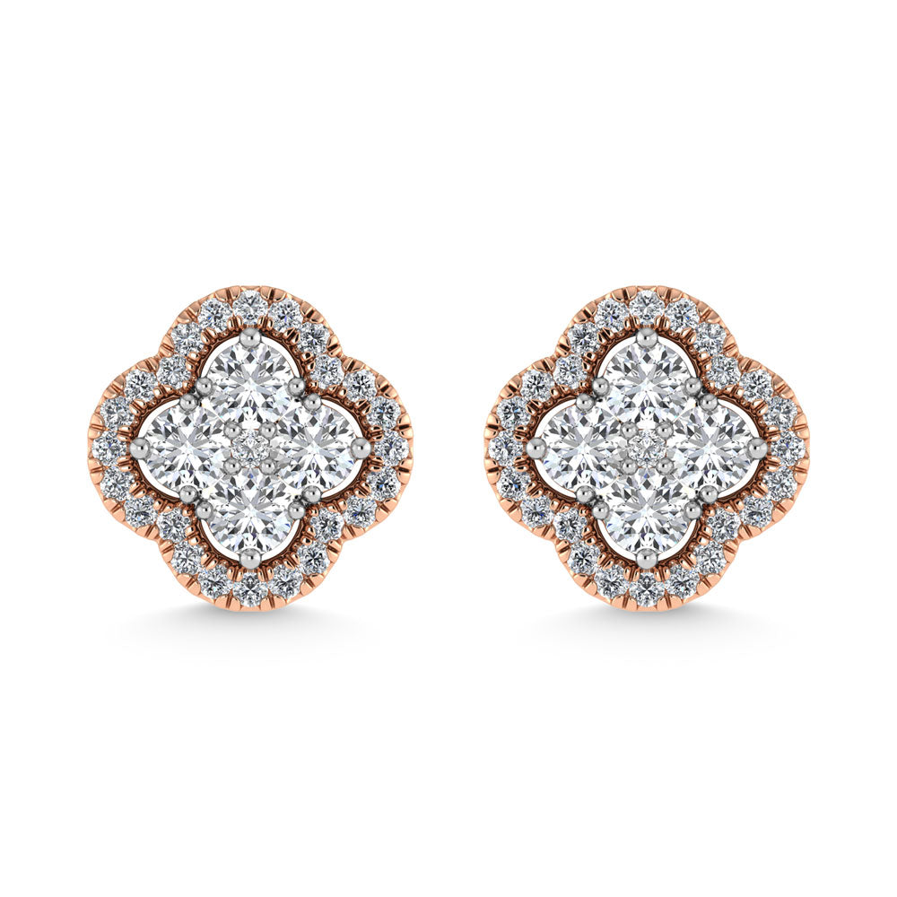 14K Rose Gold  1/2 Ct.Tw. Diamond Fashion Earrings