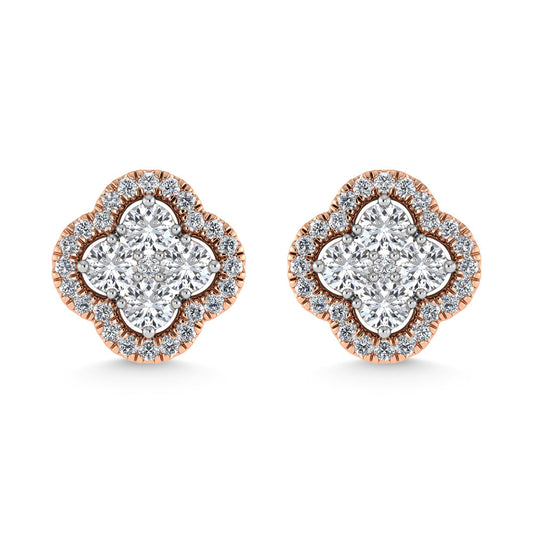 14K Rose Gold  1/2 Ct.Tw. Diamond Fashion Earrings