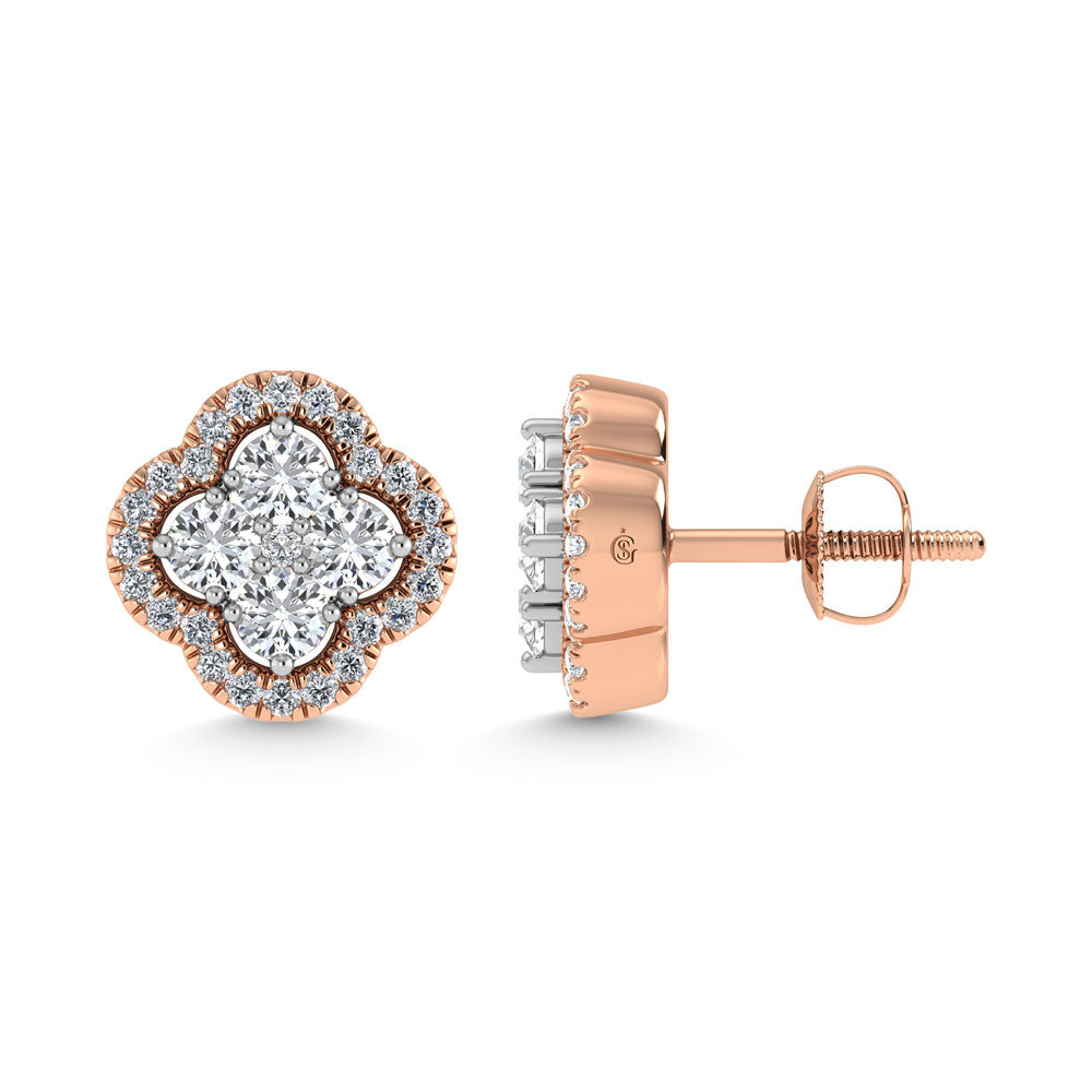 14K Rose Gold  1/2 Ct.Tw. Diamond Fashion Earrings