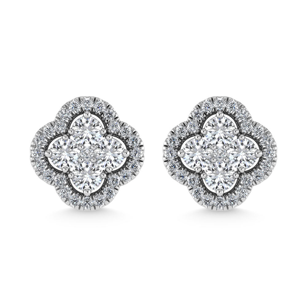 14K White Gold  1/2 Ct.Tw. Diamond Fashion Earrings