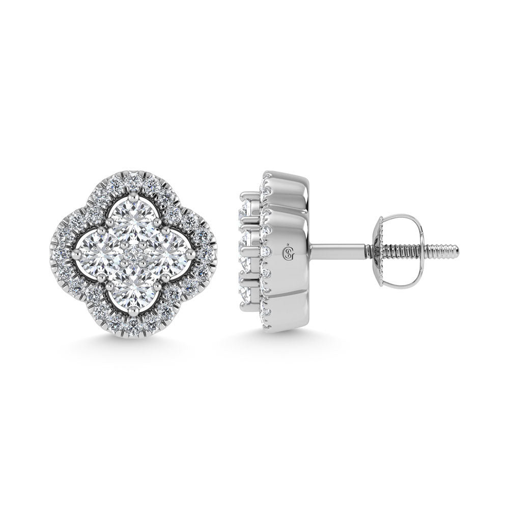 14K White Gold  1/2 Ct.Tw. Diamond Fashion Earrings