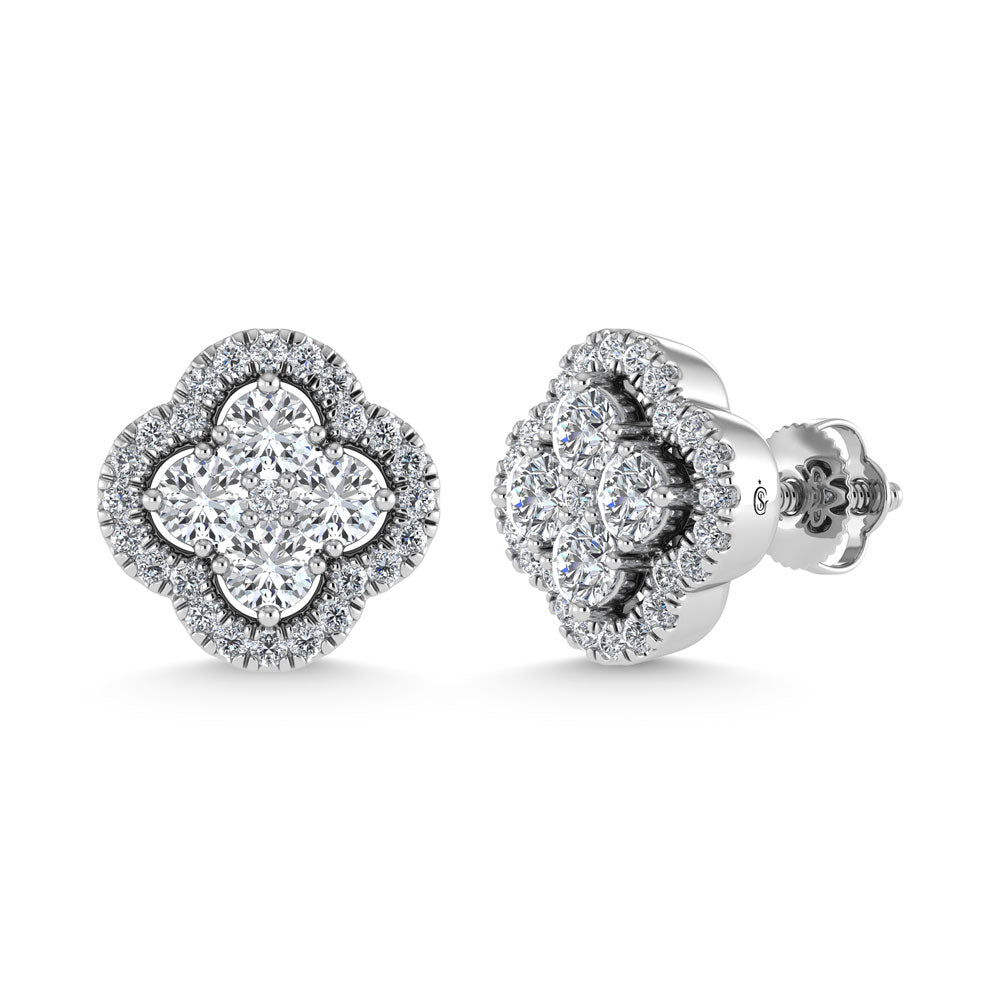 14K White Gold  1/2 Ct.Tw. Diamond Fashion Earrings