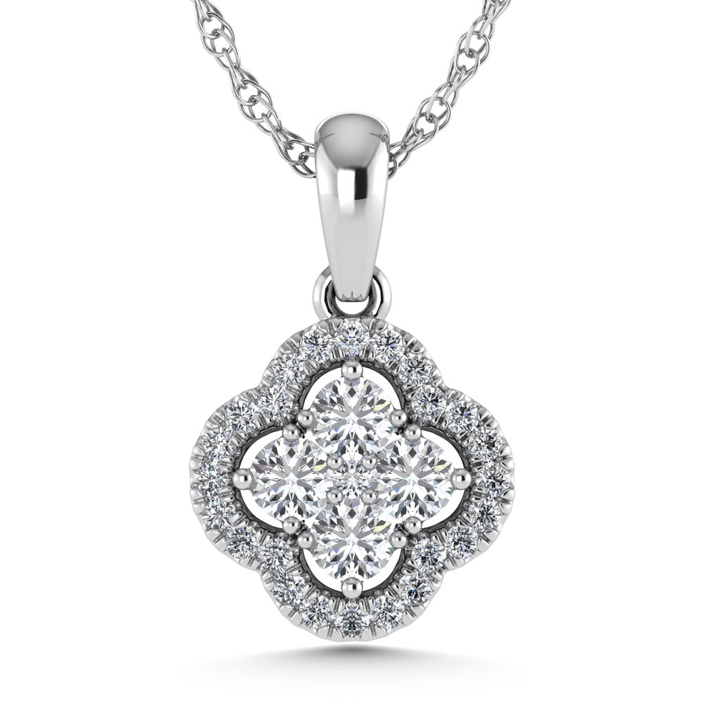 14K White Gold  1/2 Ct.Tw. Diamond Fashion Pendant