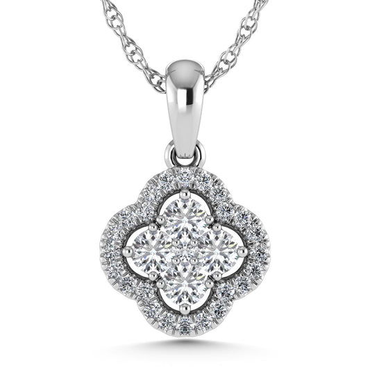 14K White Gold  1/2 Ct.Tw. Diamond Fashion Pendant